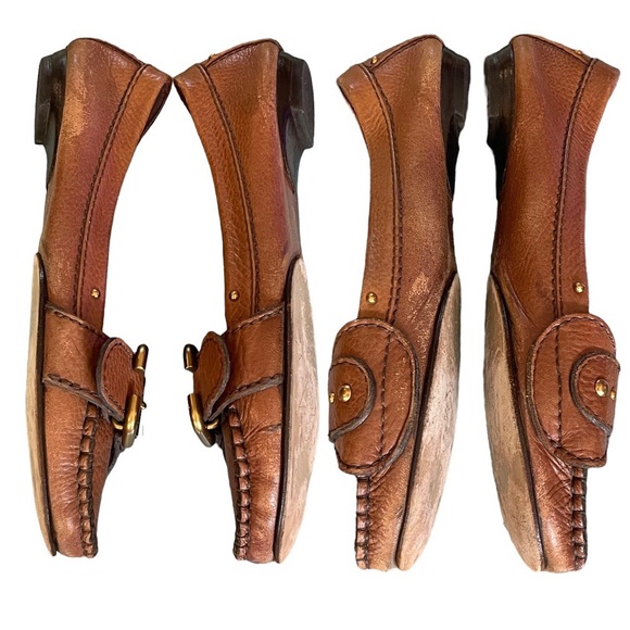 CHLOÉ | C-Buckle Cognac Leather Flat Moccasin Loafers | EU 38.5 / US 8.5 - Picture 6 of 11